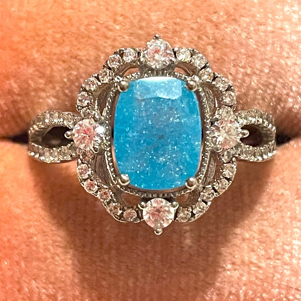 All Around Boutique AAB 925 Blue Ice Crystal Sz10 NWOT